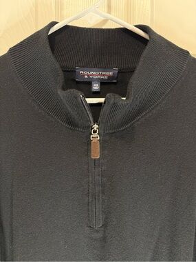 Roundtree & Yorke Men’s 3XB Black Quarter Zip Pullover Sweater Big & Tall